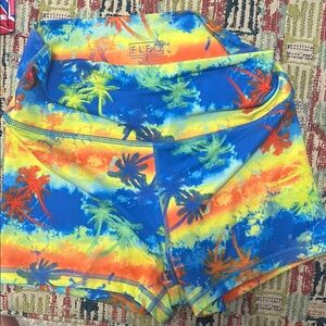 Fleo Women's Tropical Blue and Orange Shorts